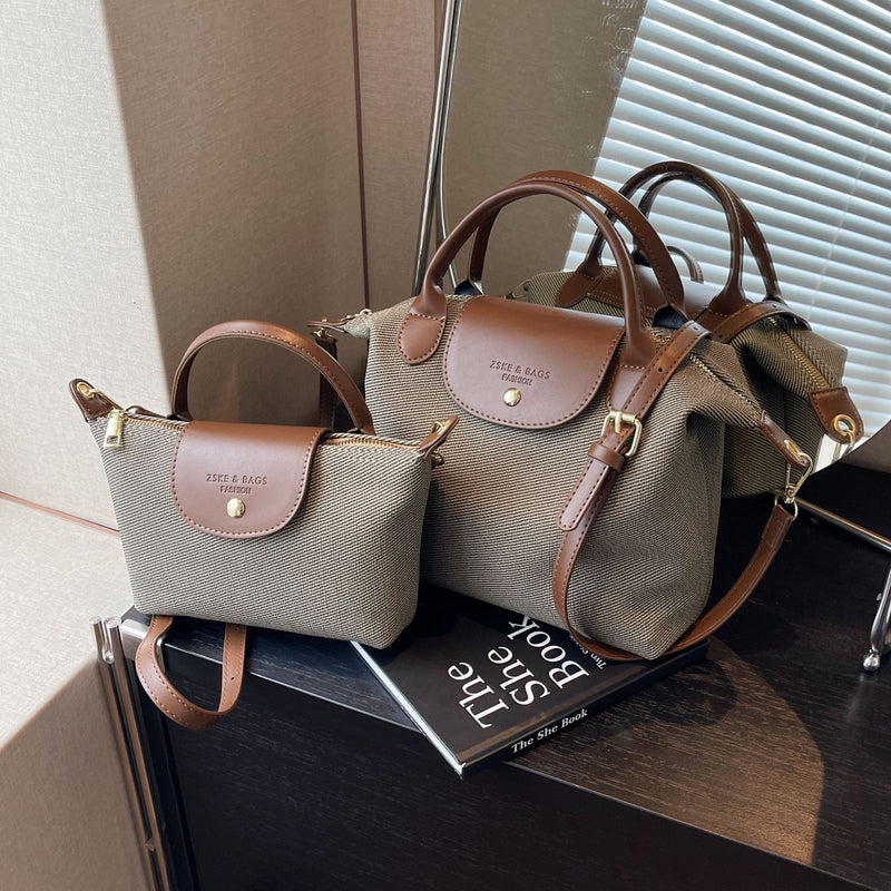 Oxford Cloth Dragon Dumpling Shoulder Bag Trendy Splicing