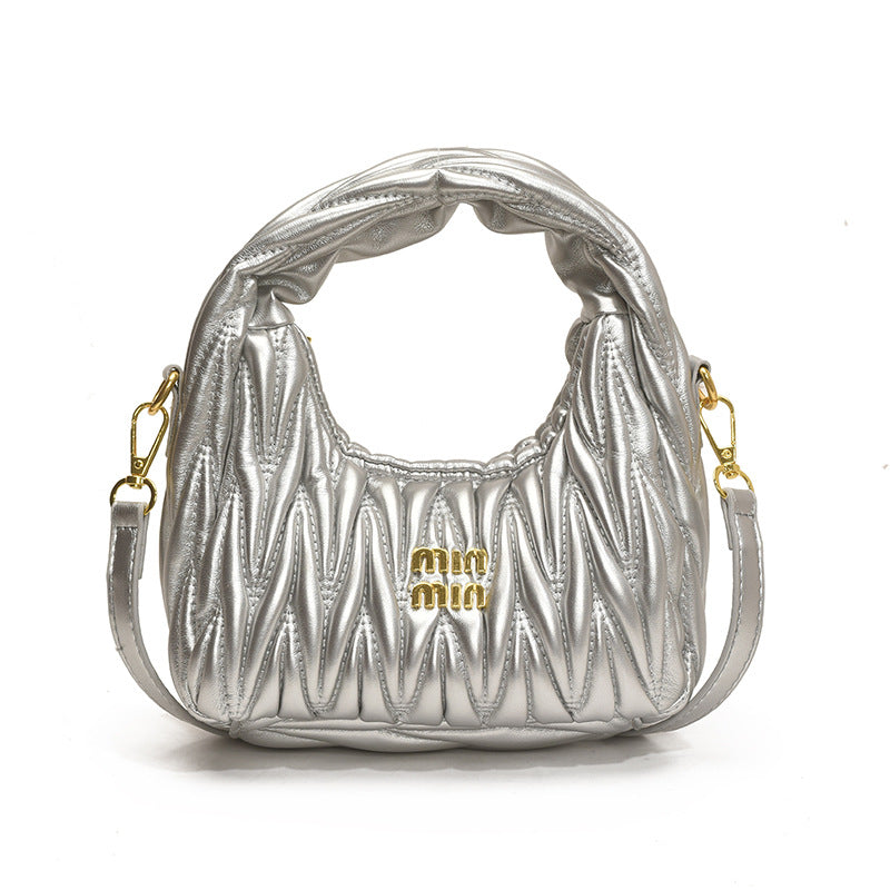 Pleated Miu Crescent Bag Luxury Versatile Women Handbag