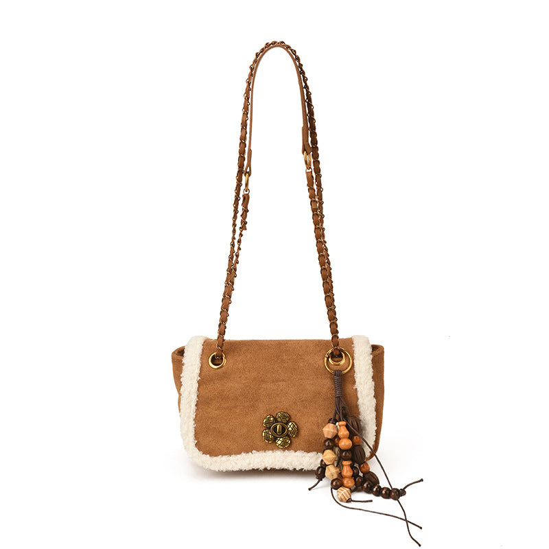 Suede Plush Small Square Bag Trendy Crossbody Handbag