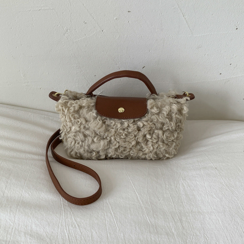 Retro Plush Fur Messenger Bag for Women Shoulder Bag