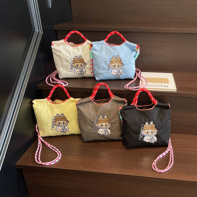 Niche Embroidery Drawstring Messenger Bag