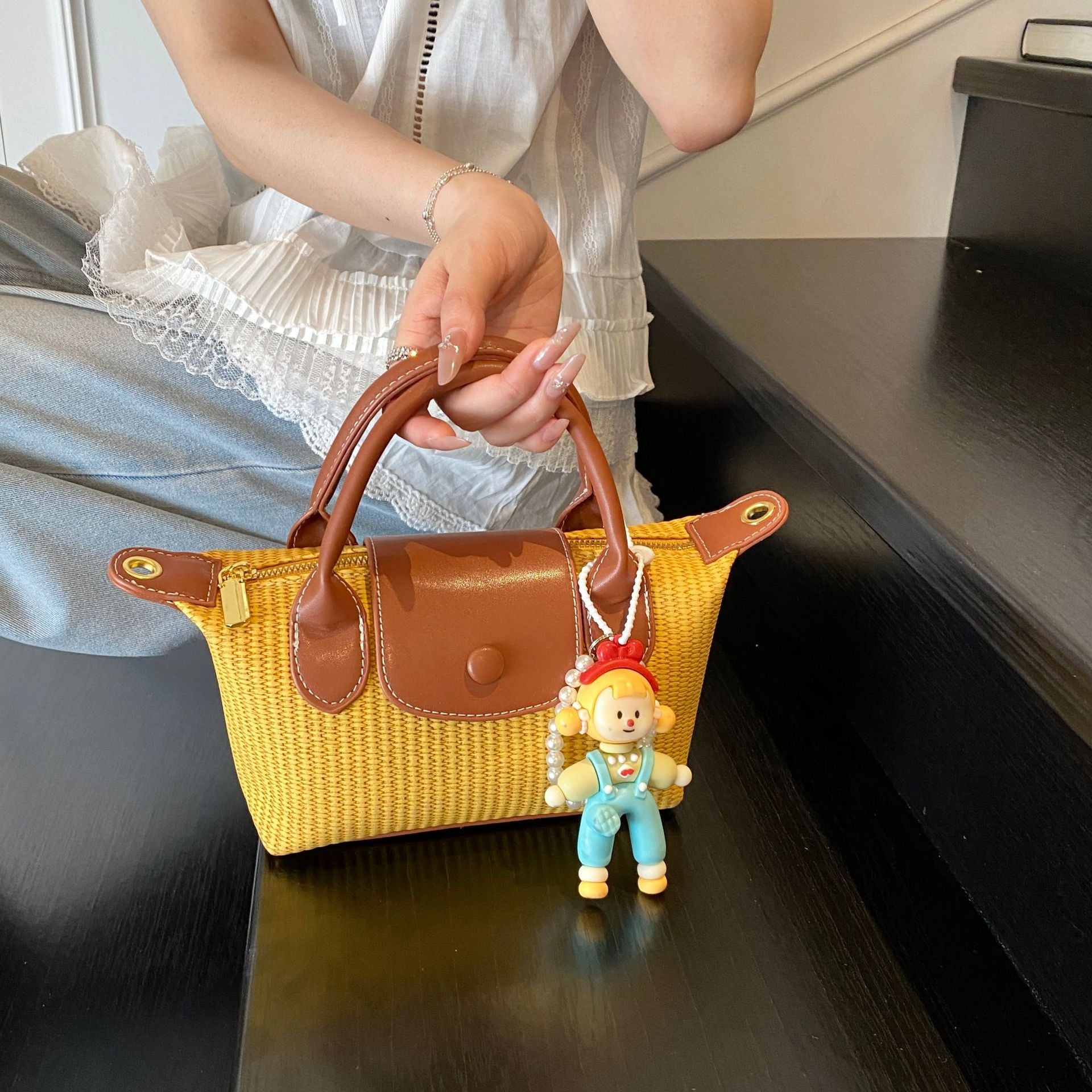 Retro Woven Dragon Stripe Dumpling Shoulder Bag