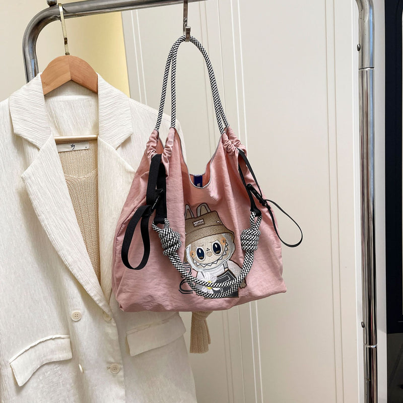 Embroidered Cartoon Tote Bag Large Capacity Casual Commuter Shoulder Crossbody