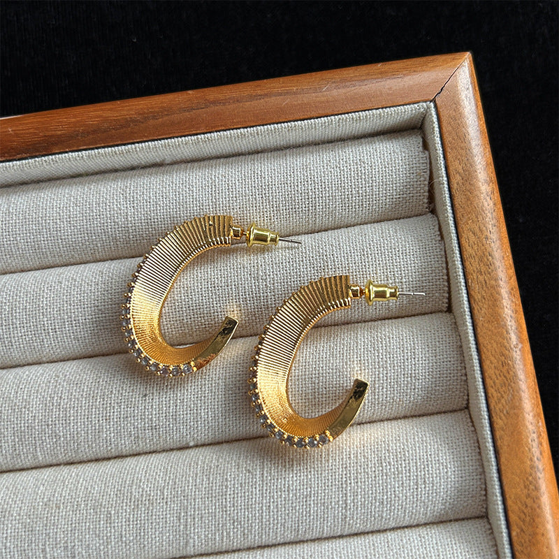 Simple Stud Earrings Women Diamond Texture Fashion Temperament Custom Jewelry