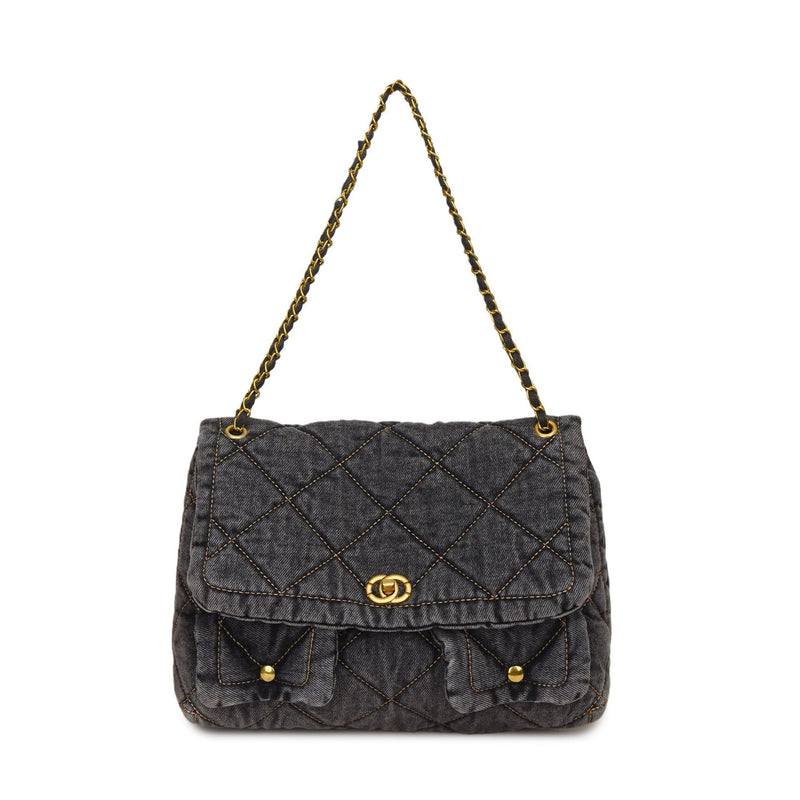 Denim Large Capacity Fragrant Wind Messenger Bag Diamond Chain Shoulder Bag