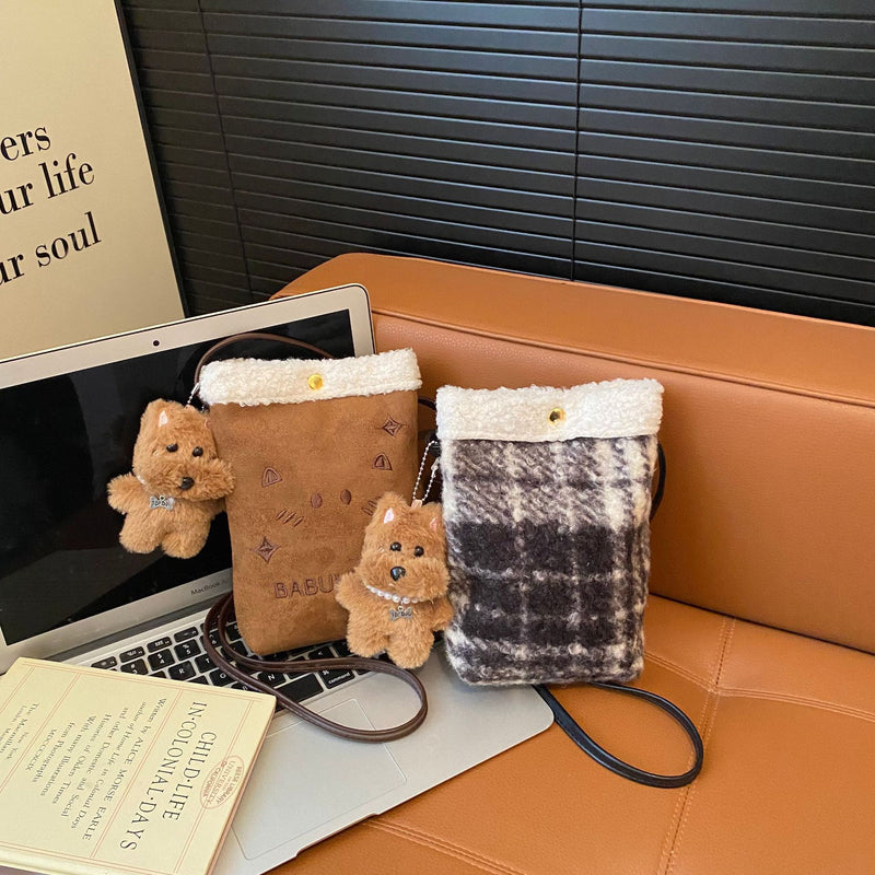 Cartoon Plush Small Square Bag Cute Phone Satchel