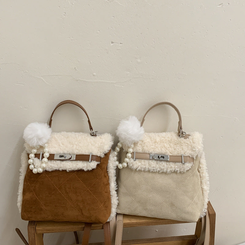 Large Capacity Rhombus Suede Casual Backpack