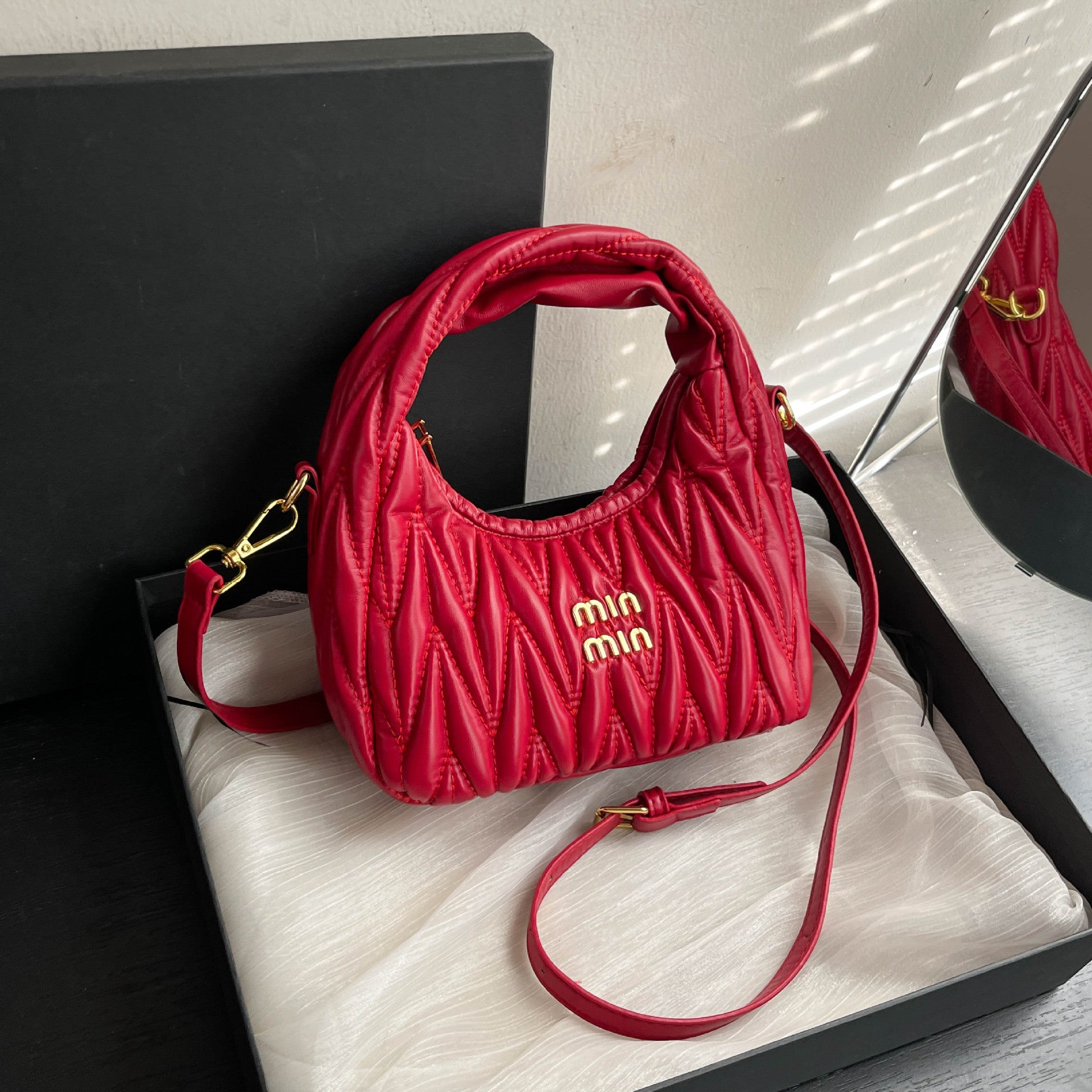 Light Luxury Embroidered Crescent Shoulder Bag for Women