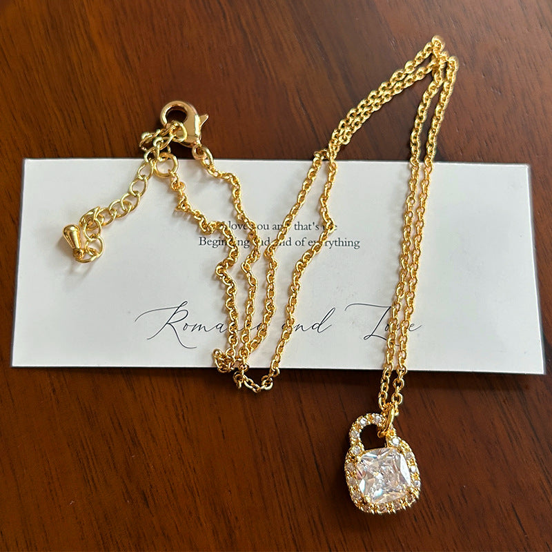 Diamond Encrusted Small Bag Necklace for Women Gold Plated