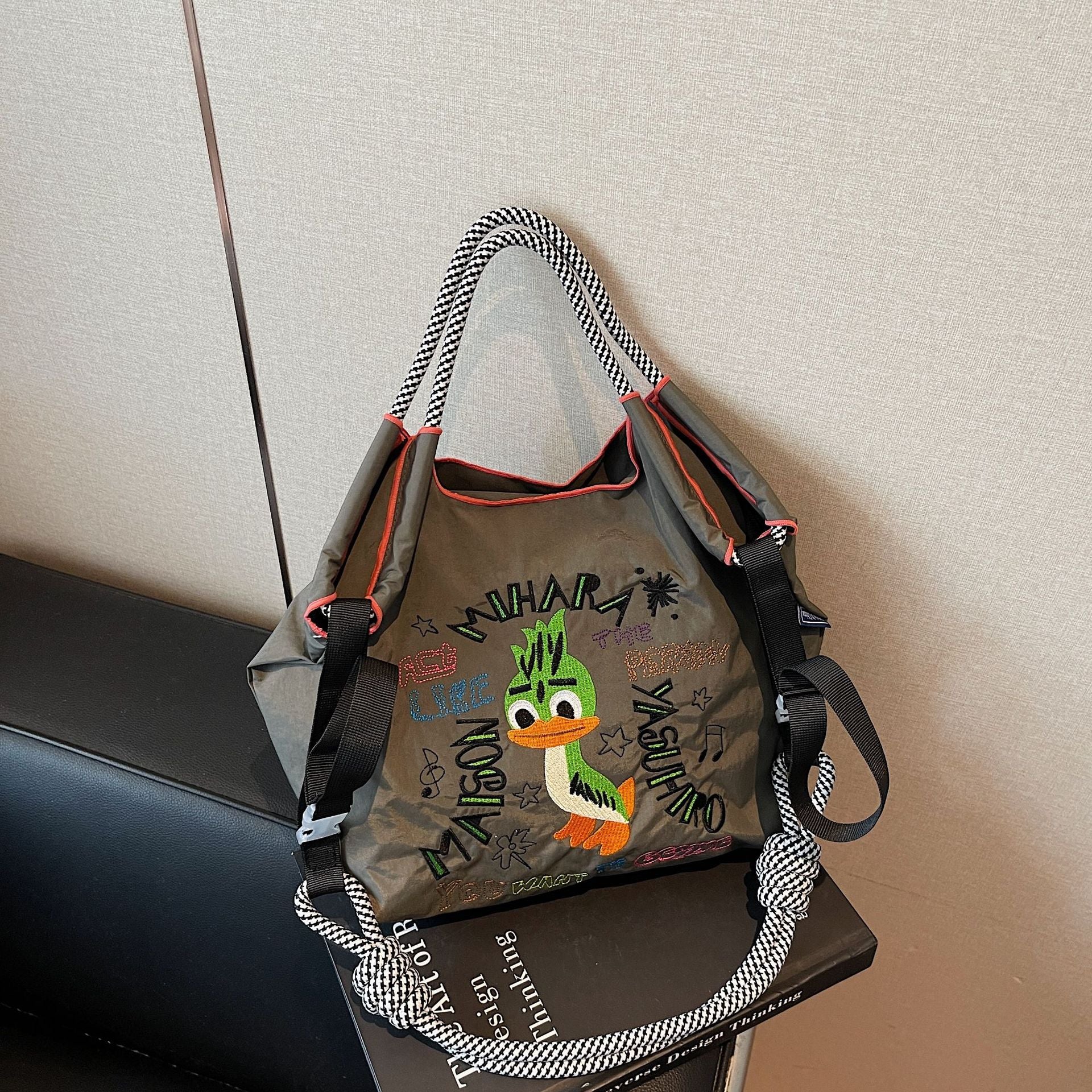 Ese Ball Chain Embroidery Tote Bag Waterproof Cute Casual Shoulder Messenger Bag