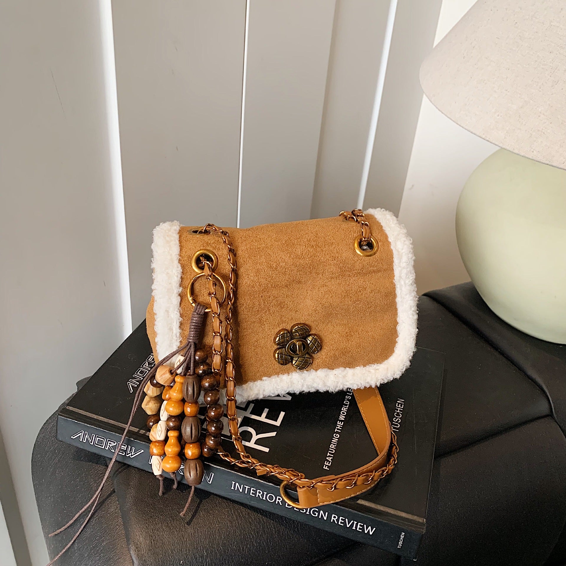 Suede Plush Small Square Bag Trendy Crossbody Handbag