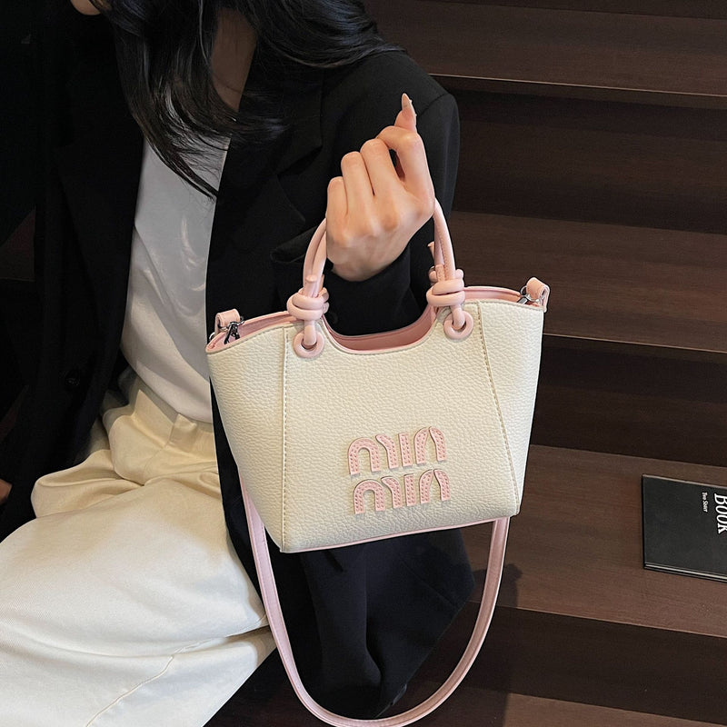 Miu Embroidery Women's Bucket Shoulder Bag