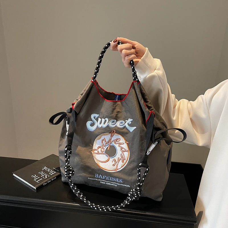 Ese Ball Chain Donut Embroidery Eco Shopping Bag Tote