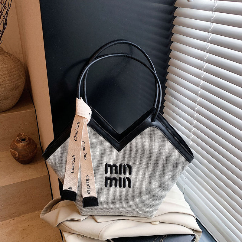 Miu Large Capacity Embroidery Tote Shoulder Bag Women