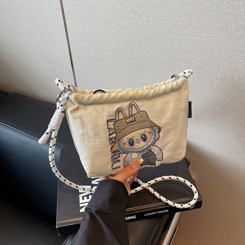 Embroidered Nylon Messenger Bag Waterproof Casual Handbag