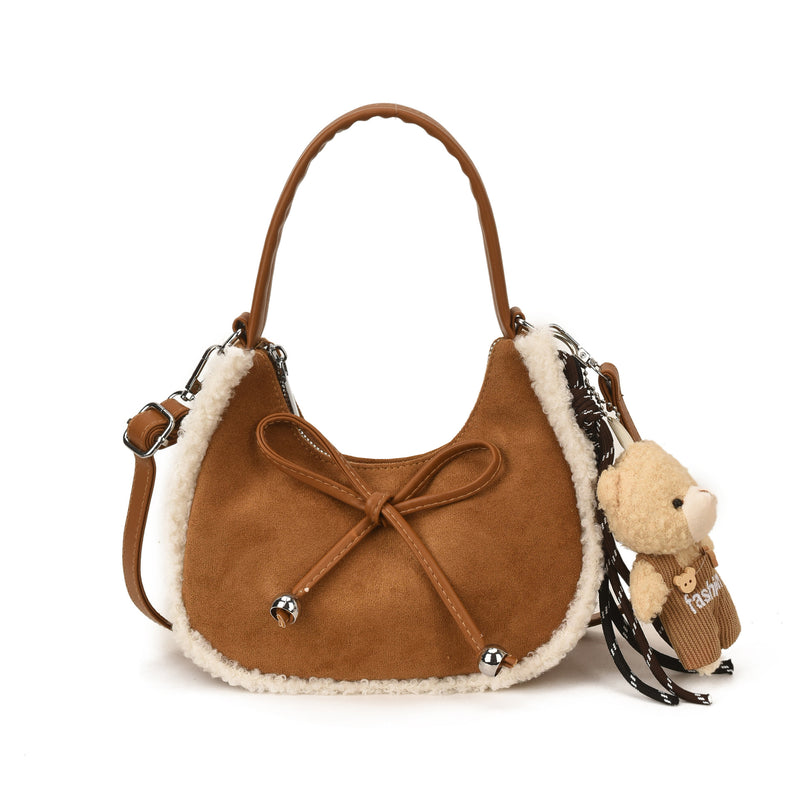 High-End Plush Splicing Messenger Bag