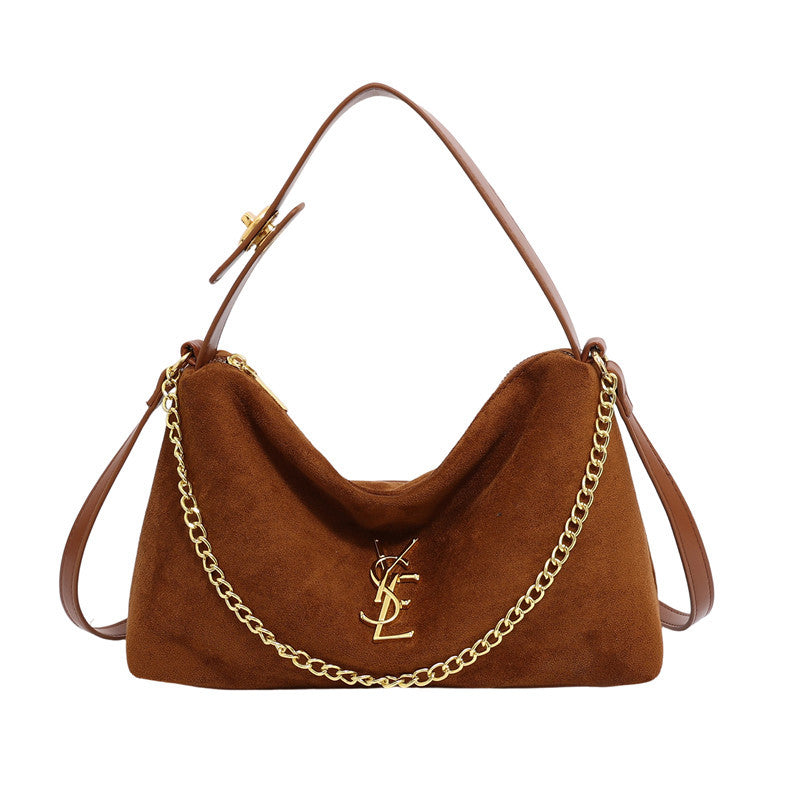 Leopard Print Suede Shoulder Bag Large Capacity Handbag