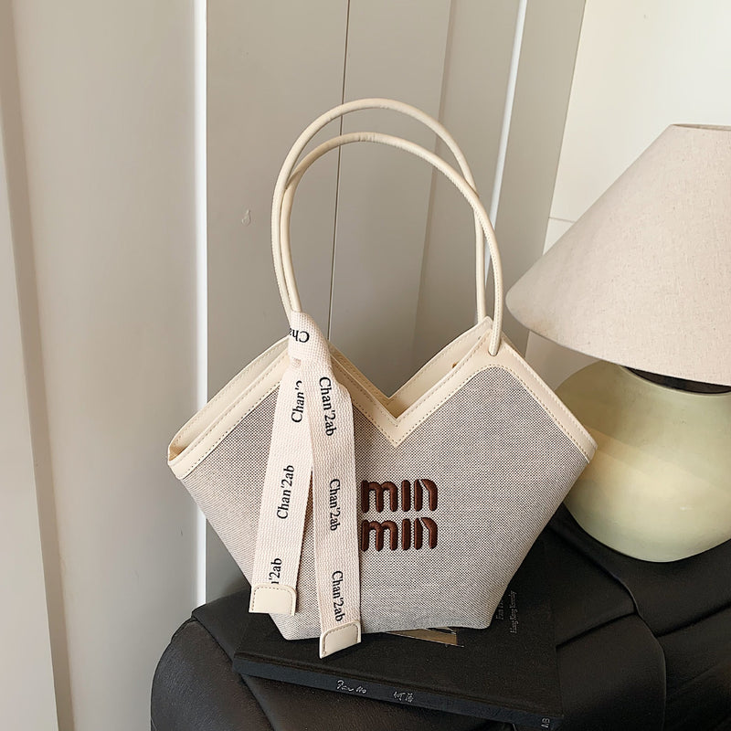 Miu Large Capacity Embroidery Tote Shoulder Bag Women