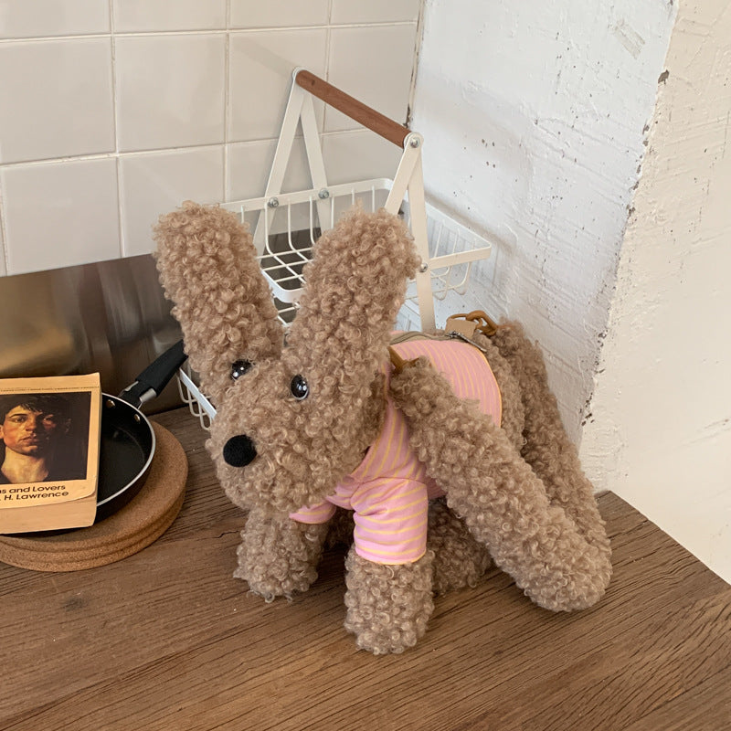 Cute Puppy Doll Plush Shoulder Bag Cartoon Sweet Style