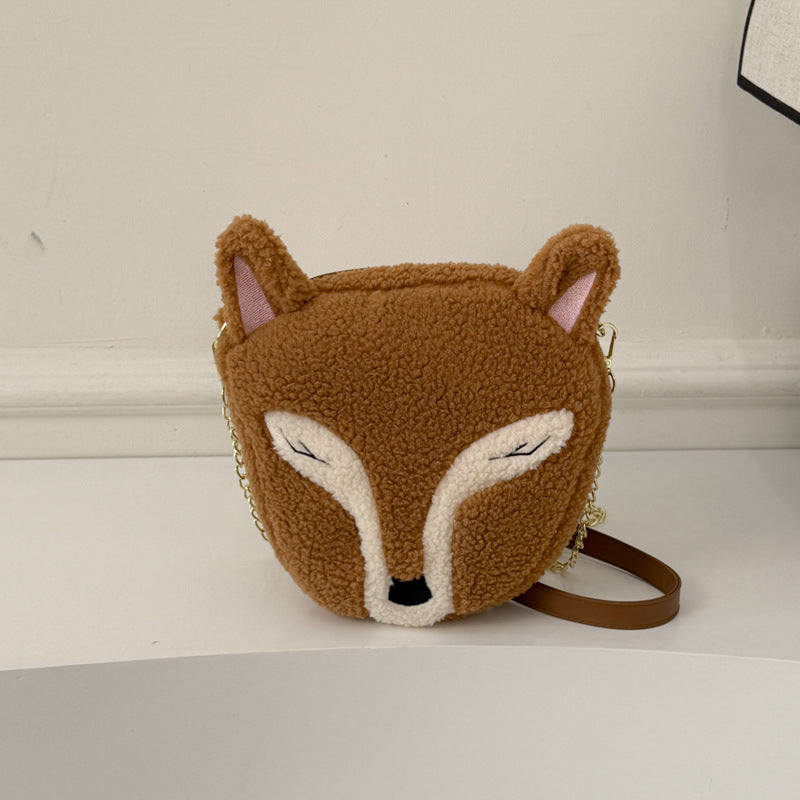 Cute Fox Plush Doll Messenger Bag
