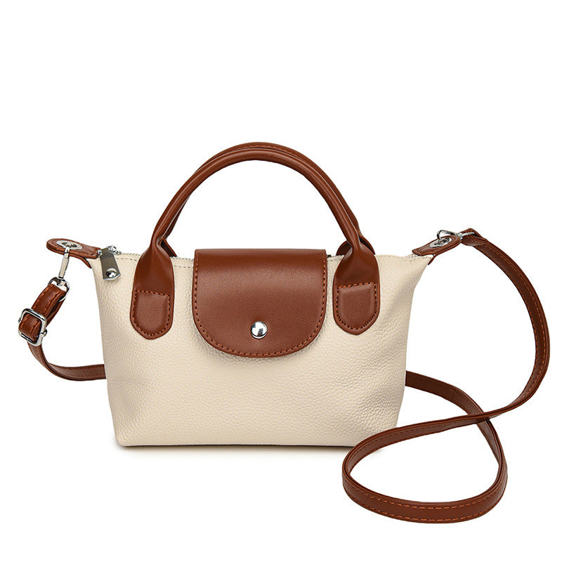 Genuine Leather Cowhide Dumpling Shoulder Handbag