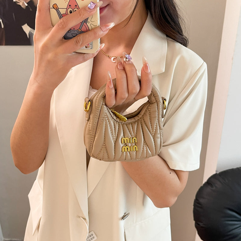 Pleated Miu Crescent Bag Luxury Shoulder Messenger Bag