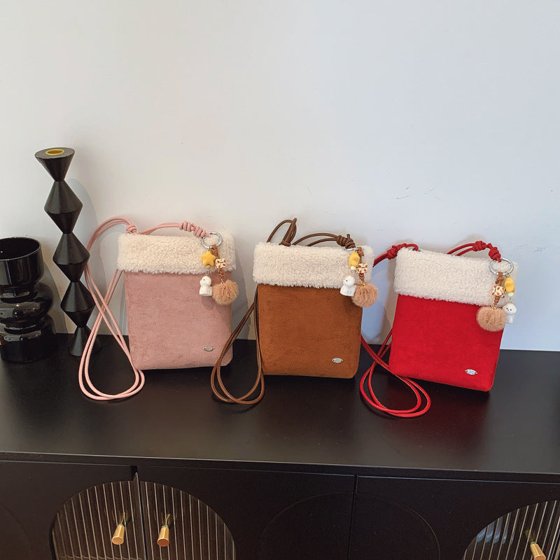 Suede Fresh Sweet Plush Messenger Bag