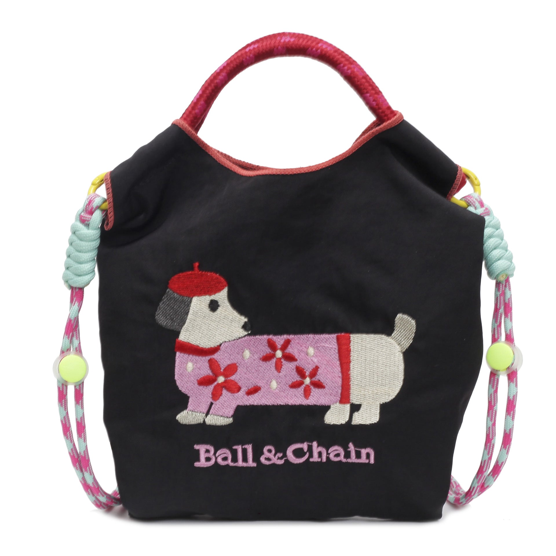 Cute Dachshund Dog Ball Chain Cloth Bag Women's Trendy Shoulder Messenger Bag