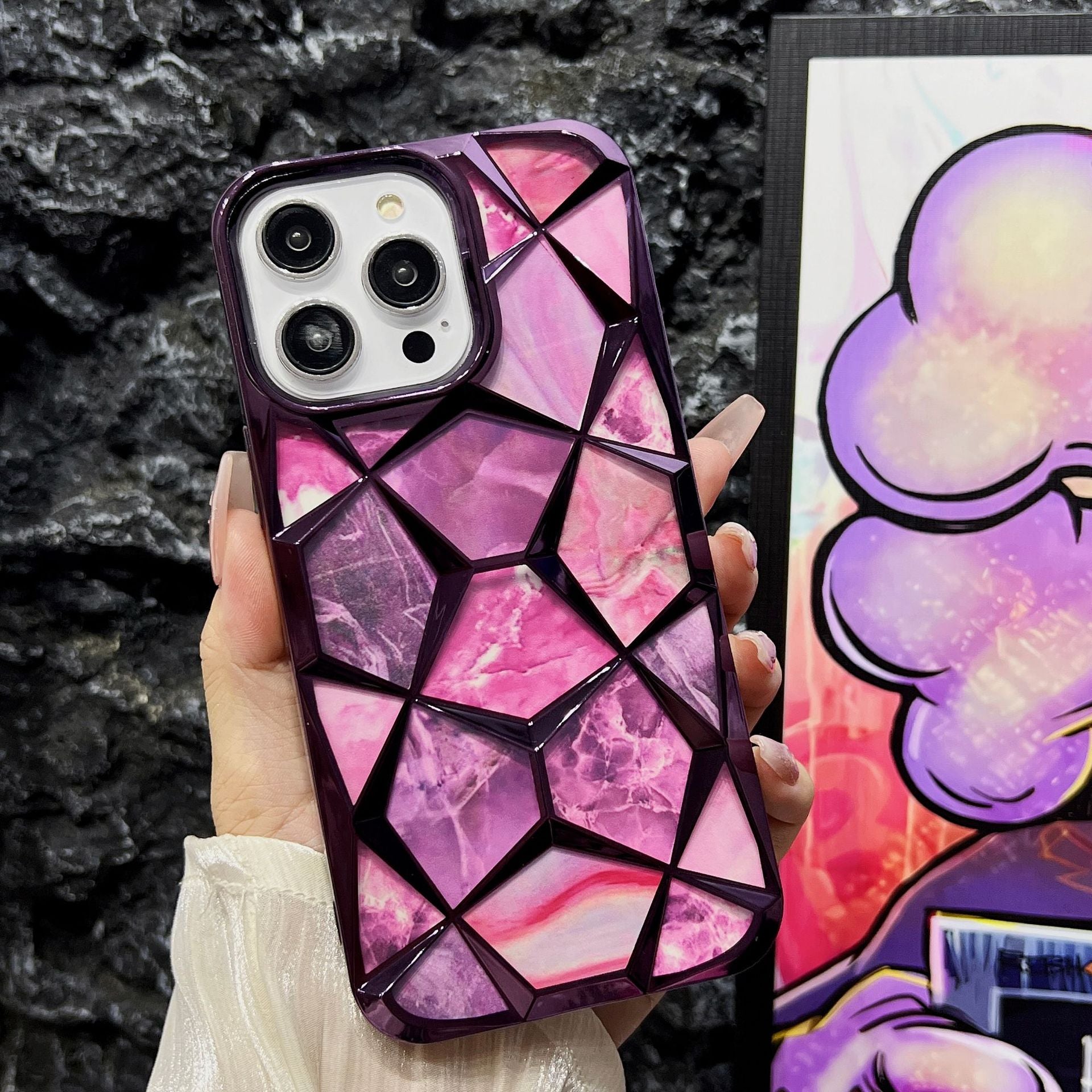 Electroplated Marble Diamond Case for iPhone 16 17 Pro Max