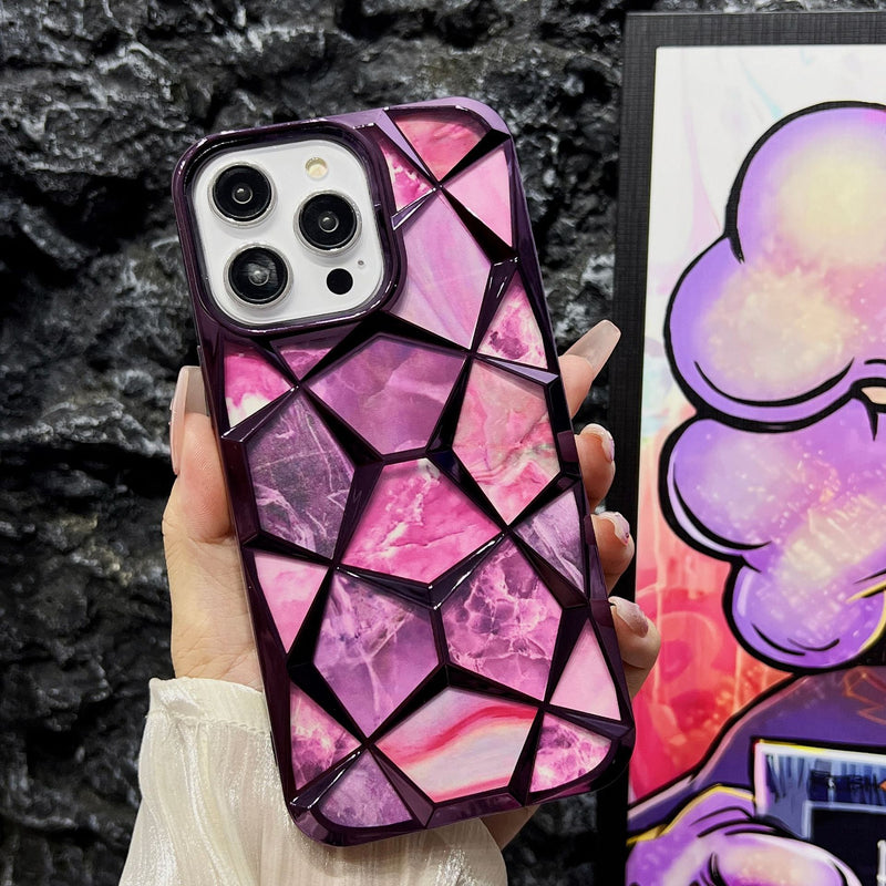 Electroplated Marble Diamond Case for iPhone 16 17 Pro Max