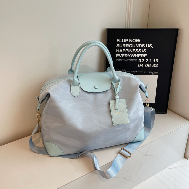 Smudged Pleated Large Oxford Messenger Shoulder Bag