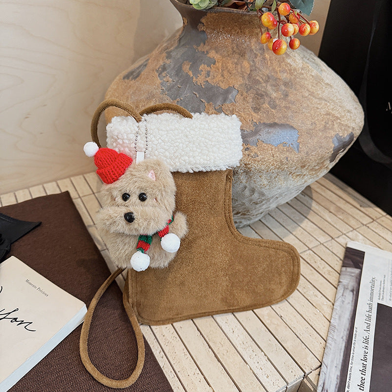 Lamb Wool Christmas Boots Gloves Women's Shoulder Bag Cute Messenger Bag