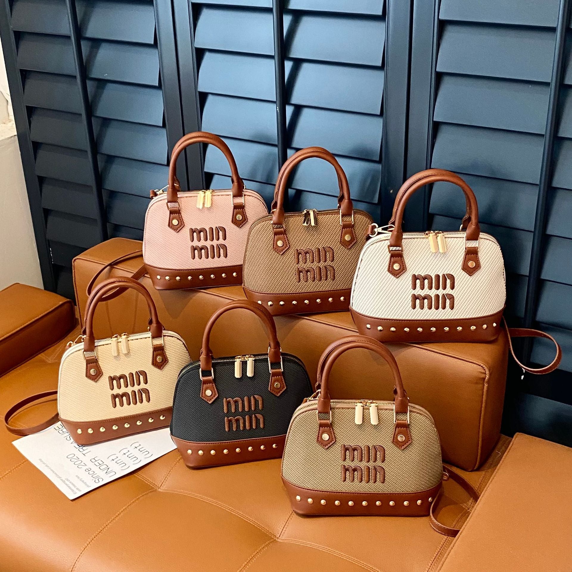 Vintage Miu Embroidery Shell Shoulder Messenger Bag