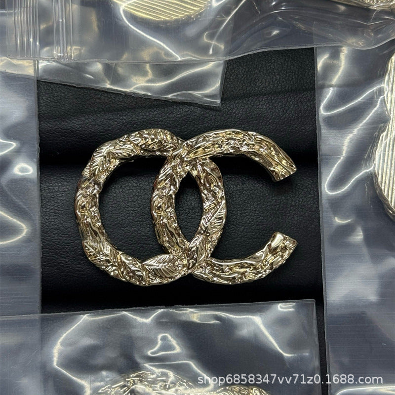 Double C Diamond Brooch Pearl Pin Luxury Women's Jewelry Gift