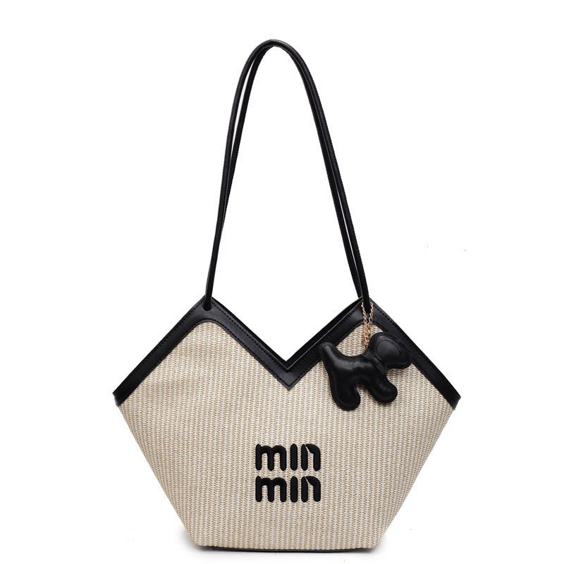 Large-Capacity Miu Embroidered Tote Shoulder Bag Women