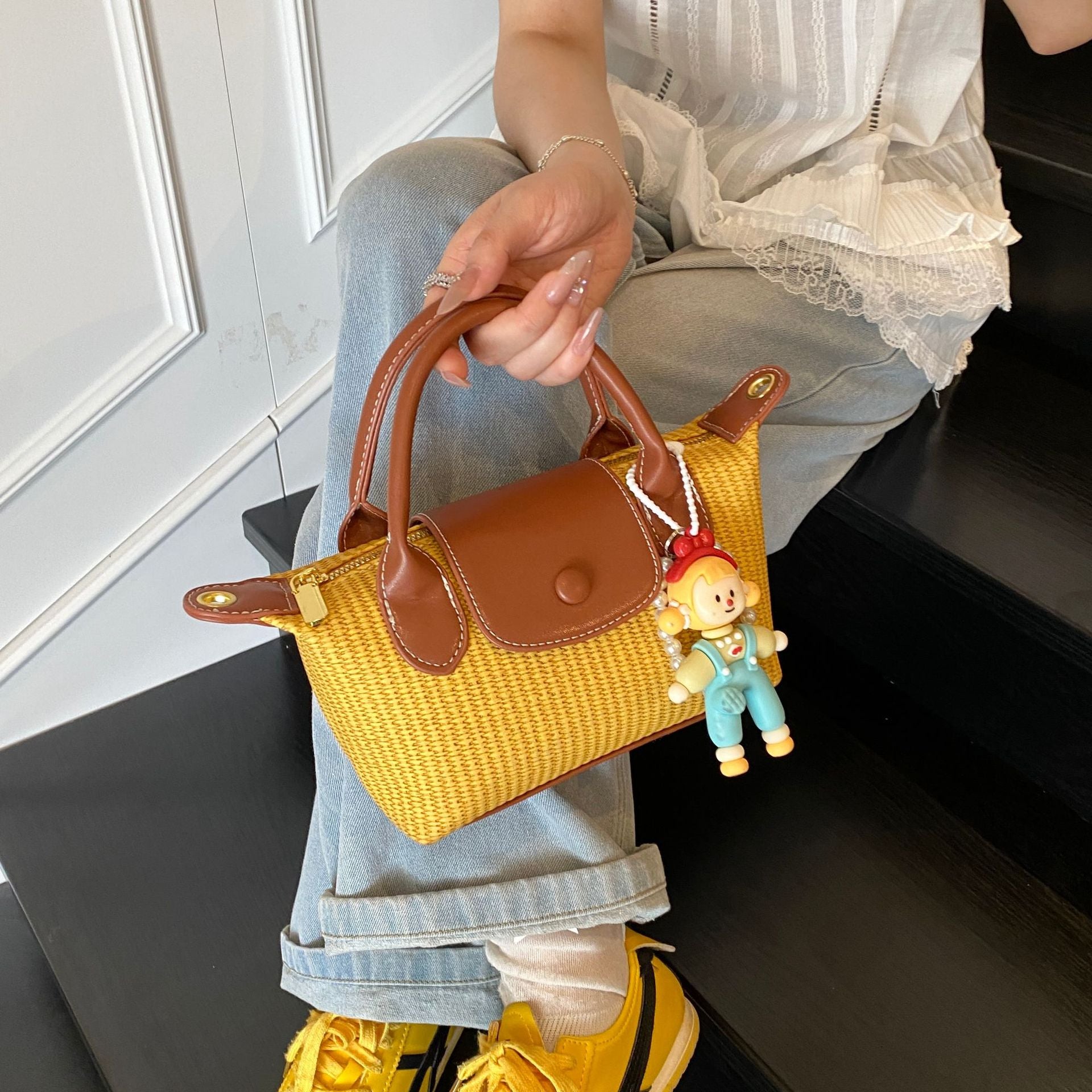 Retro Woven Dragon Stripe Dumpling Shoulder Bag