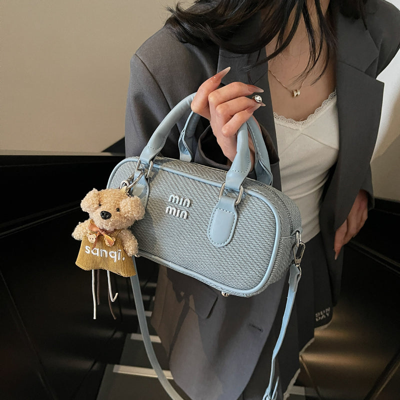 Premium Women's Bowling Bag Trendy Contrast Color Shoulder Bag