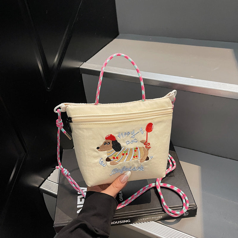 Dachshund Dog Embroidered Cloth Messenger Bag