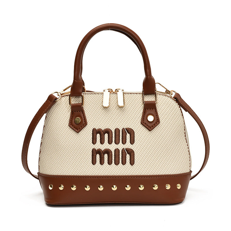 Vintage Miu Embroidery Shell Shoulder Messenger Bag