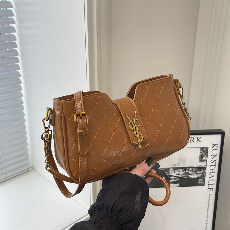 Light Luxury Embroidered Rhombus Chain Crossbody Shoulder Bag