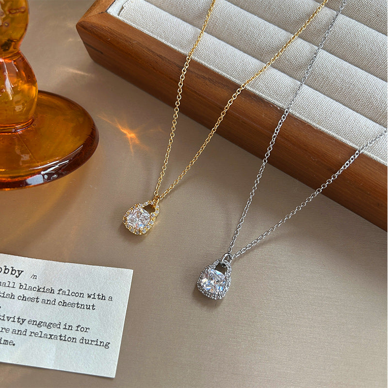 Diamond Encrusted Small Bag Necklace for Women Gold Plated