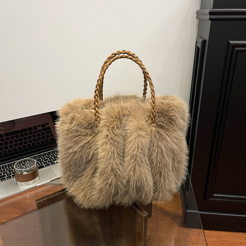 Fashion Plush Cloud Bag Large Capacity Fluffy Tote Casual Shoulder Bag