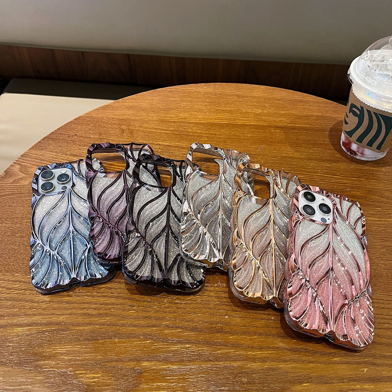 Glitter 3D Leaf Case for iPhone 16 17 Pro Max Electroplated