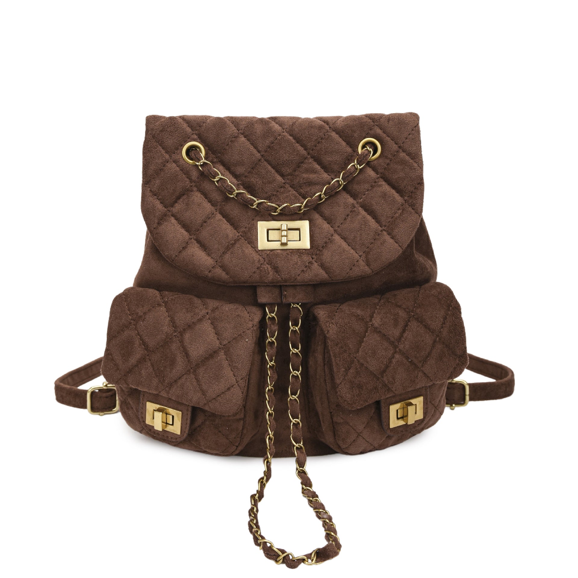Women's Rhombus Chain Backpack Multi-Pocket Simple Style
