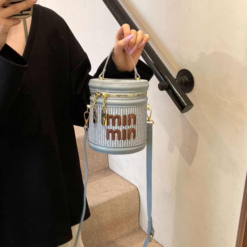 Miu Woven Luxury Bucket Bag Shoulder Messenger Bag