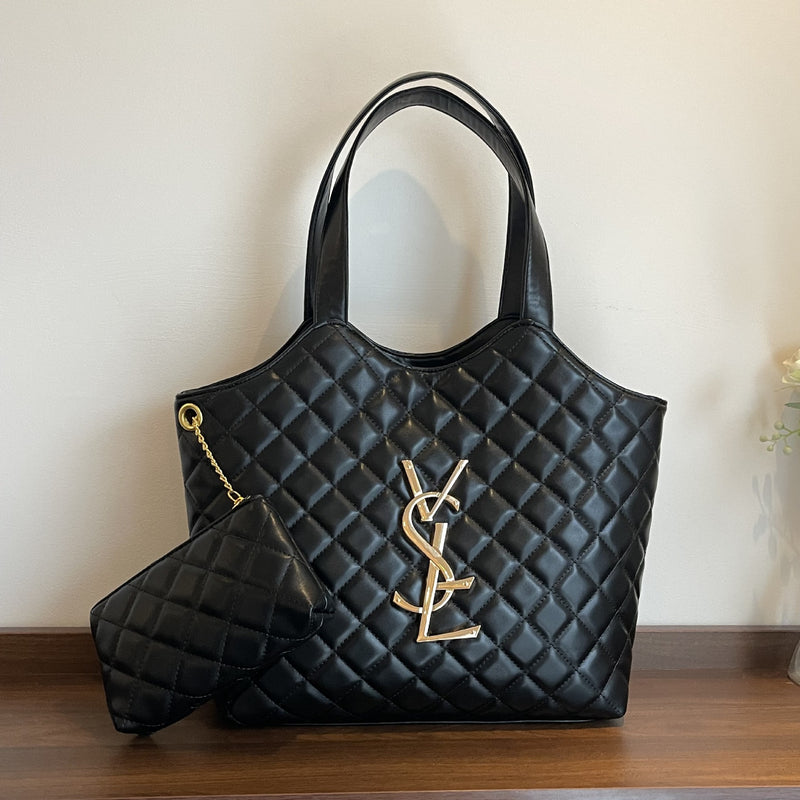 Light Luxury Retro Diamond Tote Handbag for Women Large Capacity