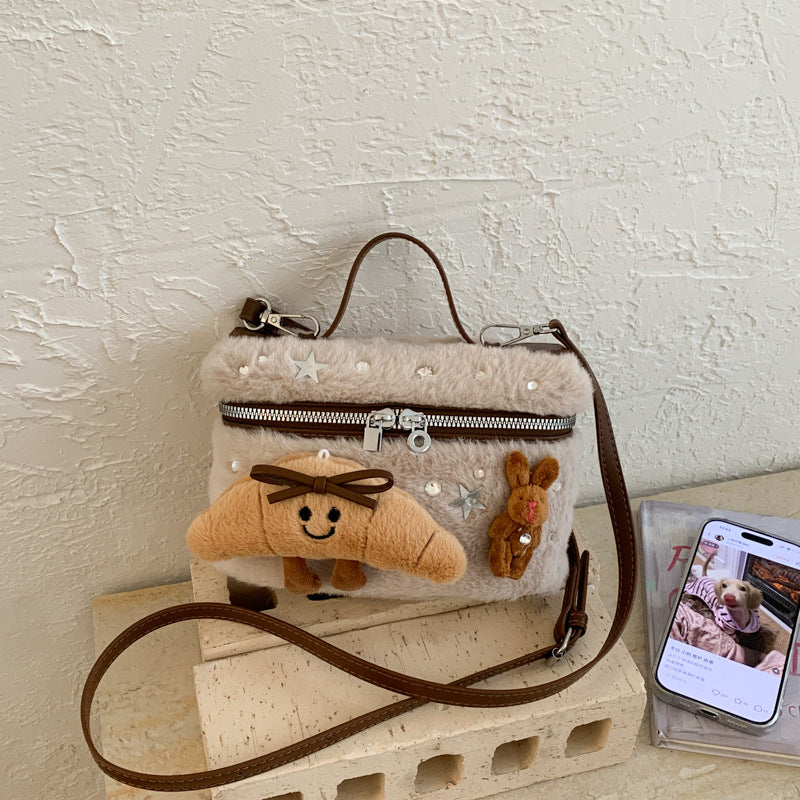 Premium Plush Lunch Box Messenger Bag Classic Cute Cartoon Sweet