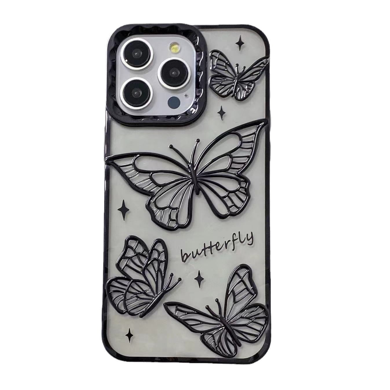 Electroplated 3D Bow Clear Case for iPhone 14 15 16 Pro Max