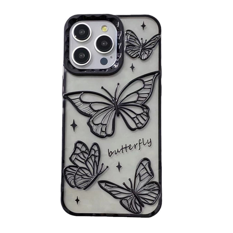 Electroplated 3D Bow Clear Case for iPhone 14 15 16 Pro Max