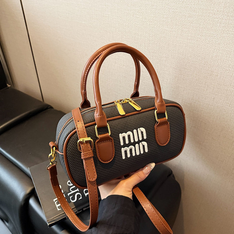 Embroidery Miu Small Square Bowling Shoulder Bag